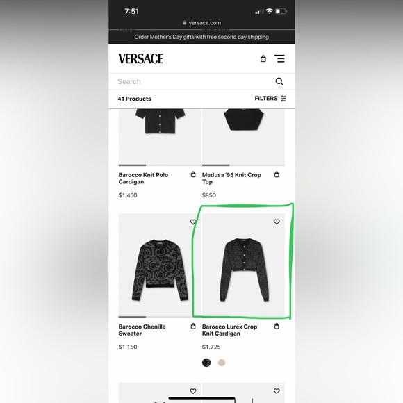 VERSACE -  BAROCCO LUREX CROP KNIT CARDIGAN Size 38 - Picture 3 of 3